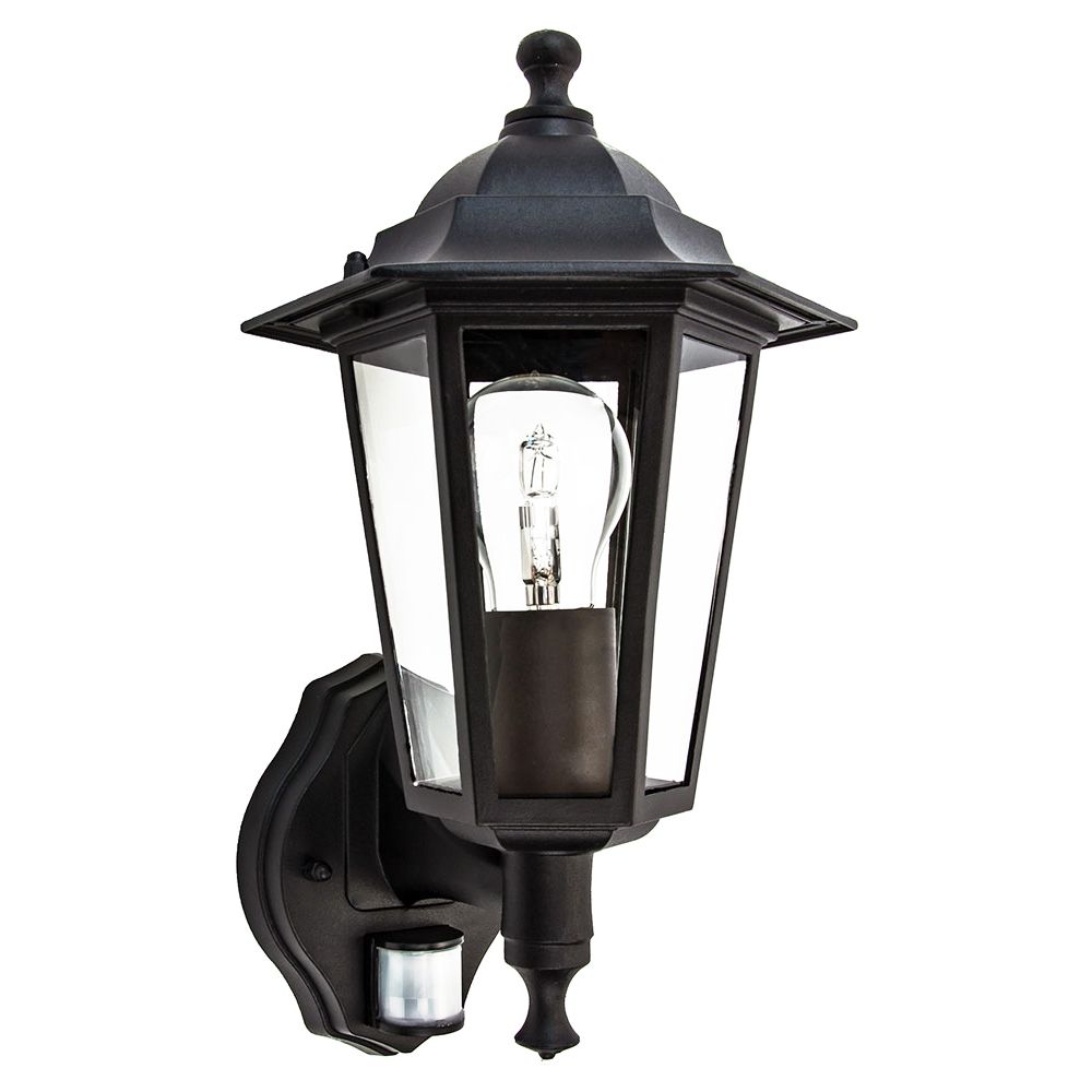 Traditional Sensor Controlled Outdoor Lantern Wall Light Fitting in