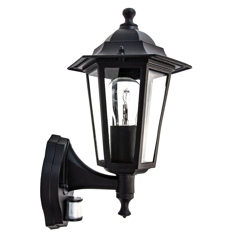 Traditional Sensor Controlled Outdoor Lantern Wall Light Fitting in
