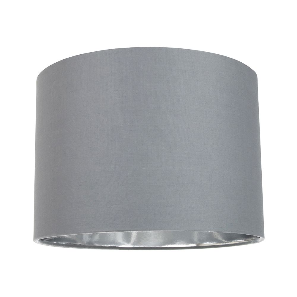 Contemporary Grey Cotton 10" Table/Pendant Lamp Shade with Shiny Silver