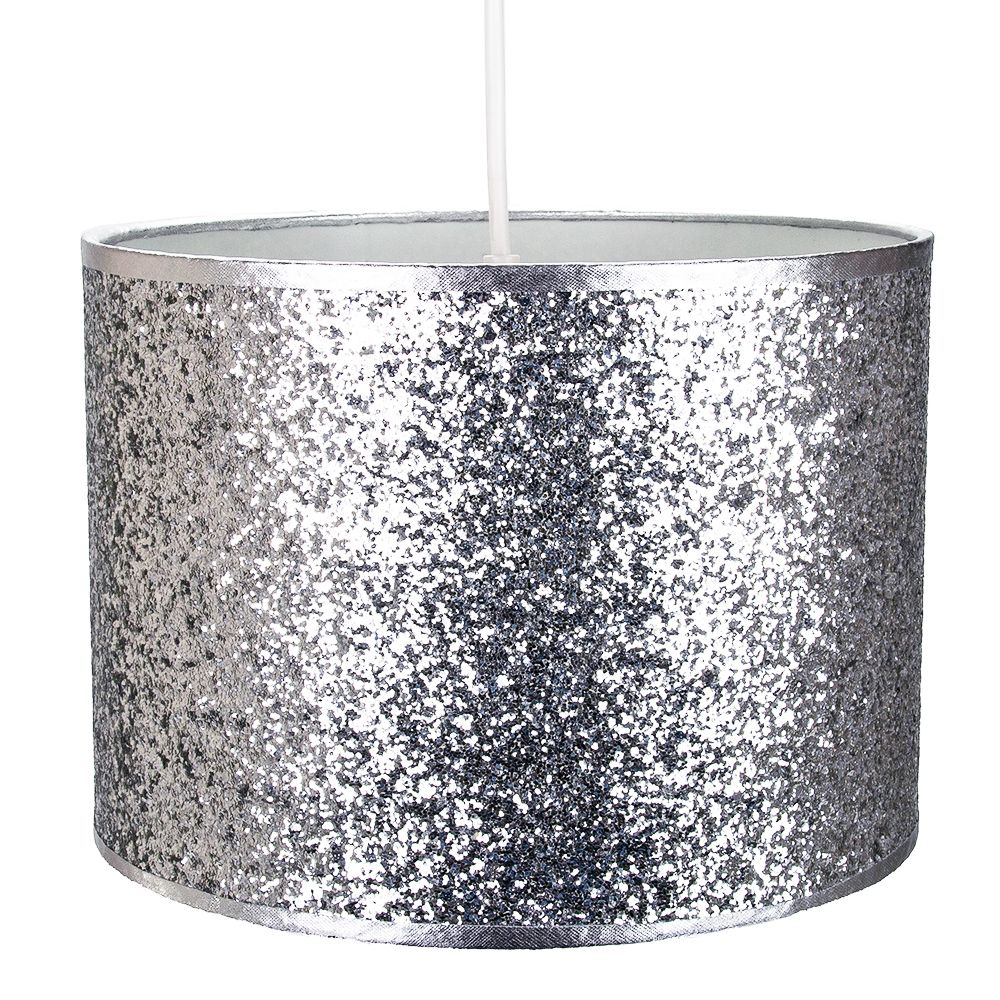 Modern and Designer Bright Silver Glitter Fabric Pendant/Lamp Shade
