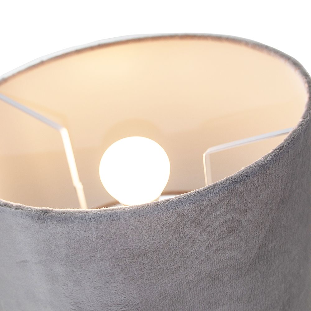 Contemporary and Stylish Grey Soft Brushable Velvet 12 Lamp/Pendant Shade by Happy Homewares