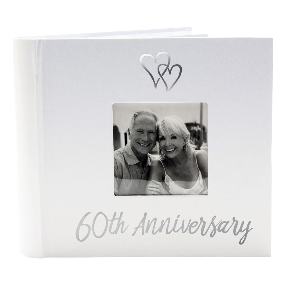Lovely Diamond 60th Wedding Anniversary Photo Album with Double Heart ...