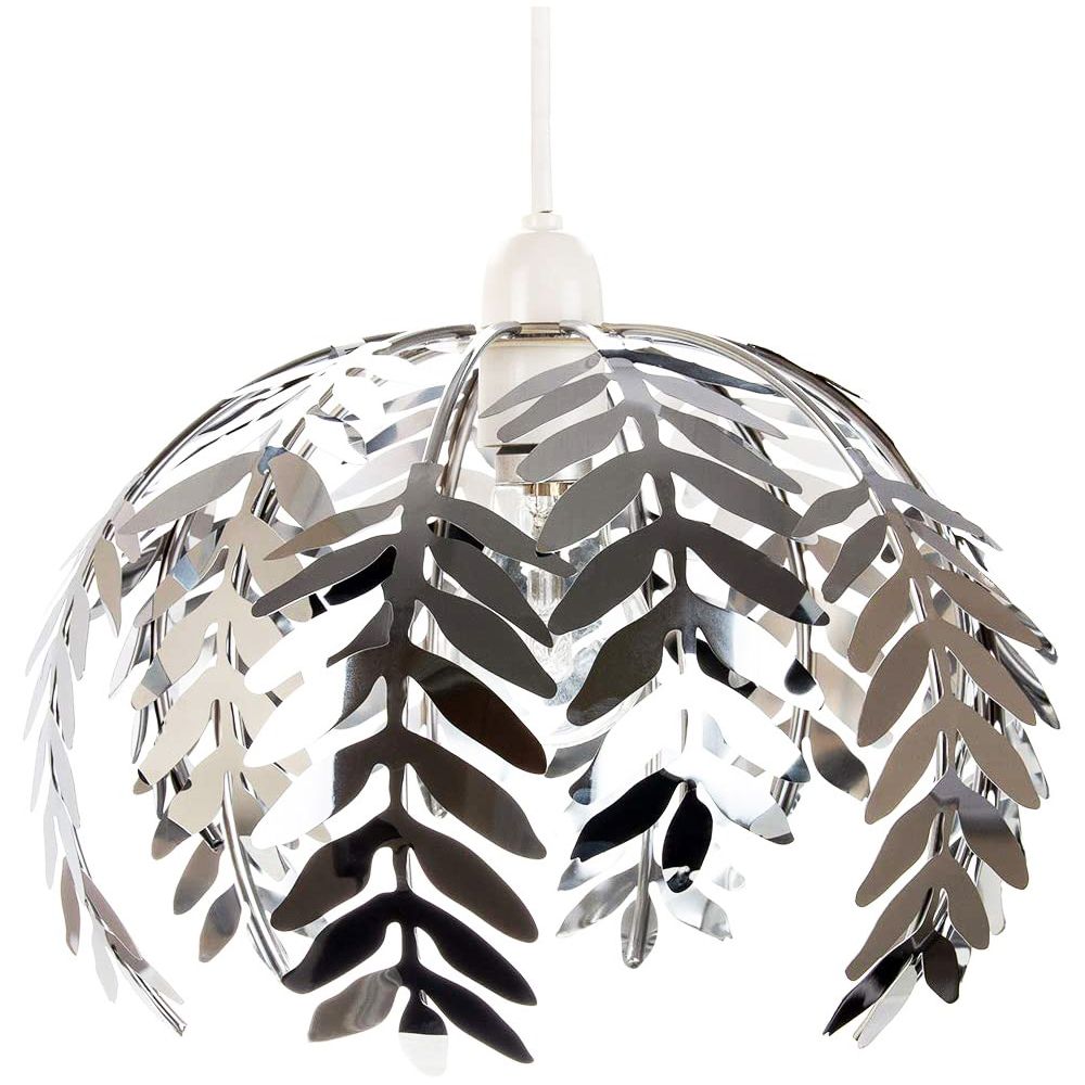 Traditional Fern Leaf Design Ceiling Pendant Light Shade in Silver