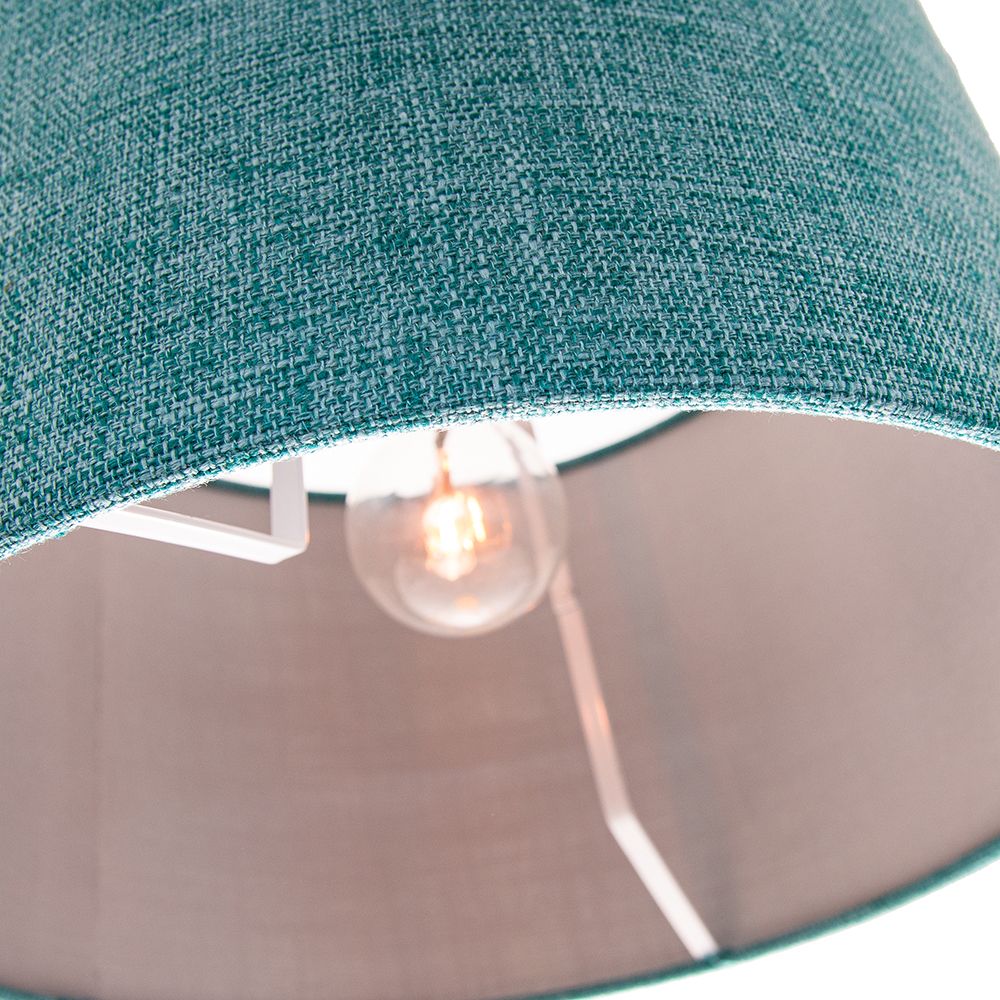 Contemporary and Sleek 12 Inch Teal Linen Fabric Drum Lamp Shade 60w