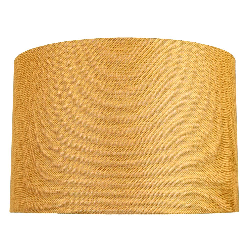 Contemporary and Sleek 12 Inch Ochre Linen Fabric Drum Lamp Shade 60w Maximum Happy Homewares