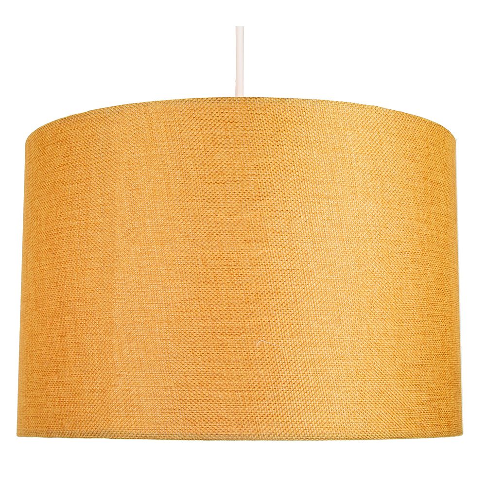 Contemporary And Sleek 12 Inch Ochre Linen Fabric Drum Lamp Shade 60w Maximum