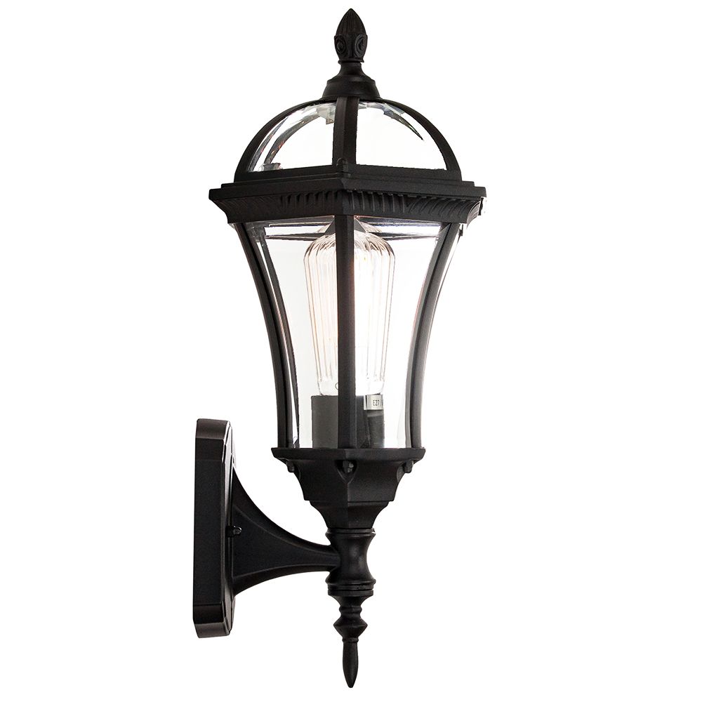 Traditional Matt Black Exterior Lantern Wall Light Fitting