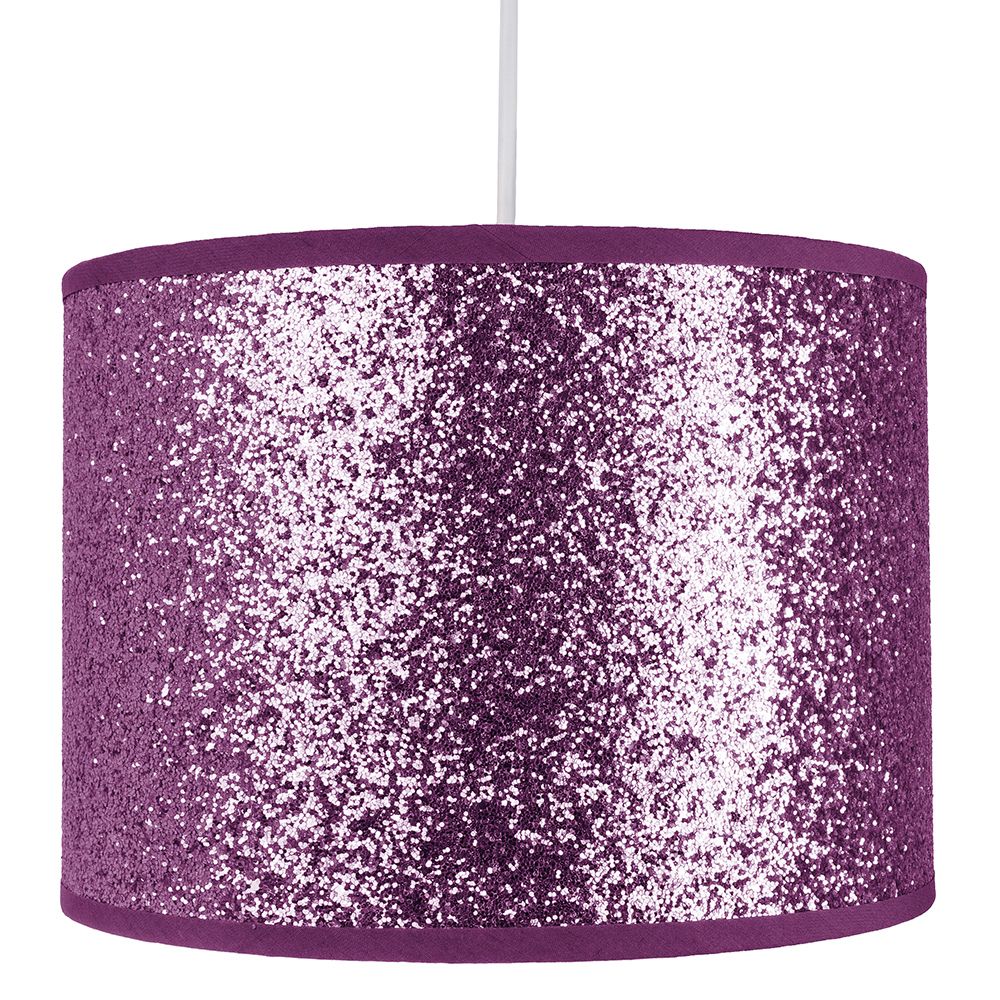 Modern And Designer Bright Purple Glitter Fabric Pendant Lamp Shade 25cm Wide