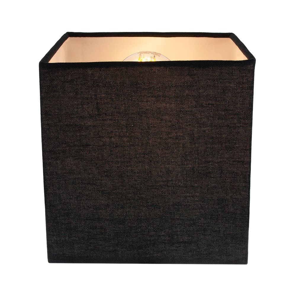 Contemporary and Stylish Ash Black Linen Fabric Square 16cm Lamp Shade