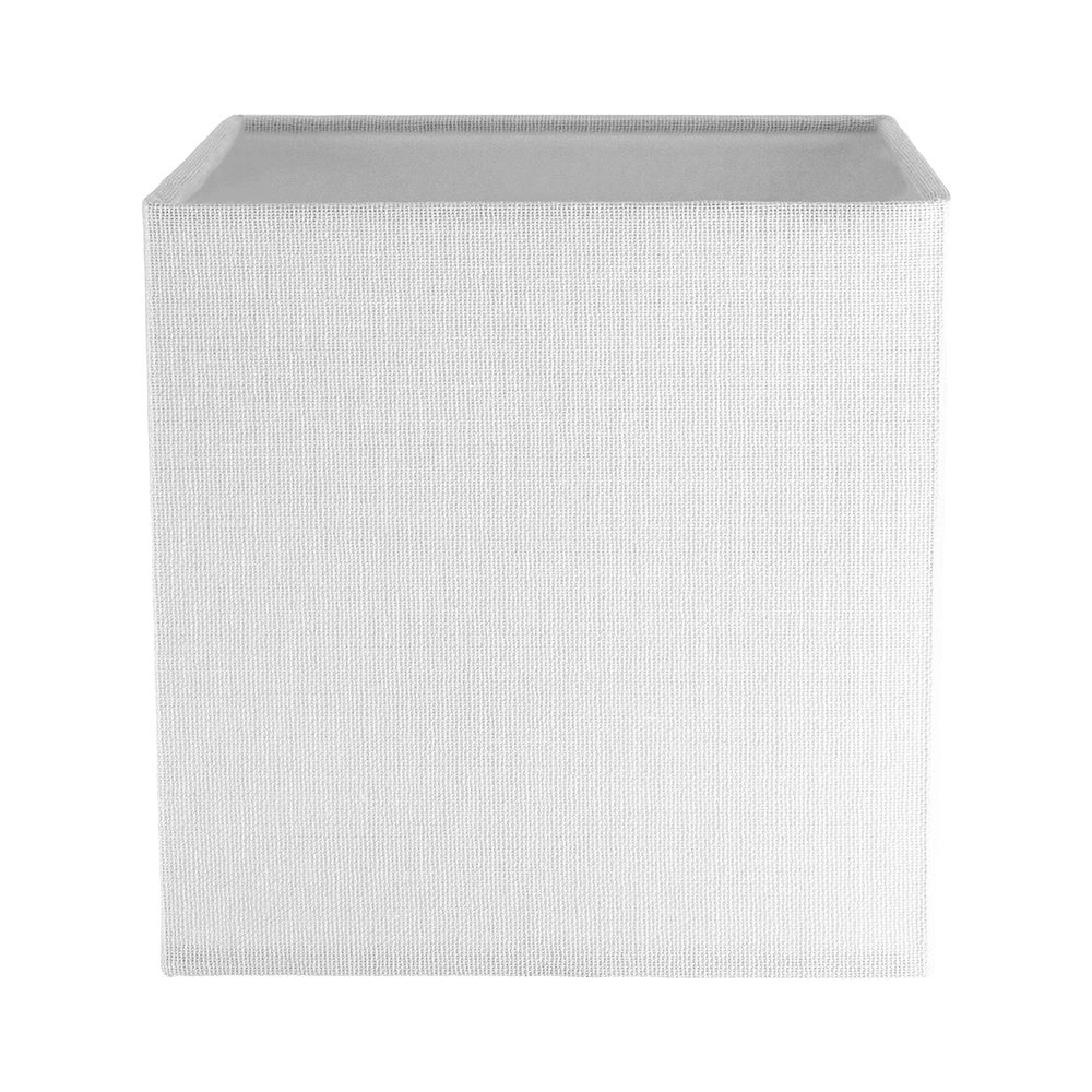 Contemporary and Stylish Ivory White Linen Fabric 16cm Square Lamp