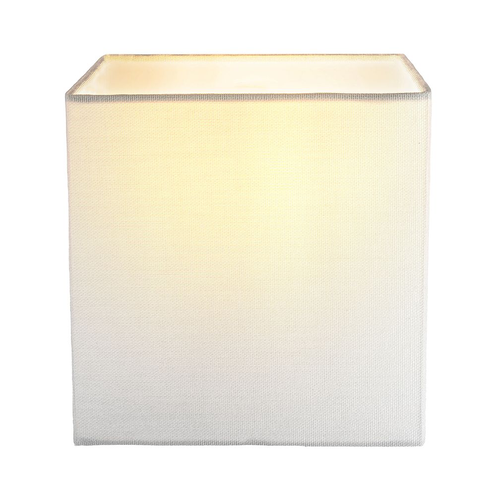 Contemporary and Stylish Ivory White Linen Fabric 16cm Square Lamp