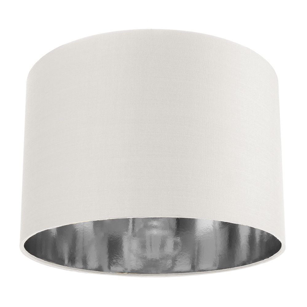 Contemporary White Cotton 12" Table/Pendant Lamp Shade with Shiny