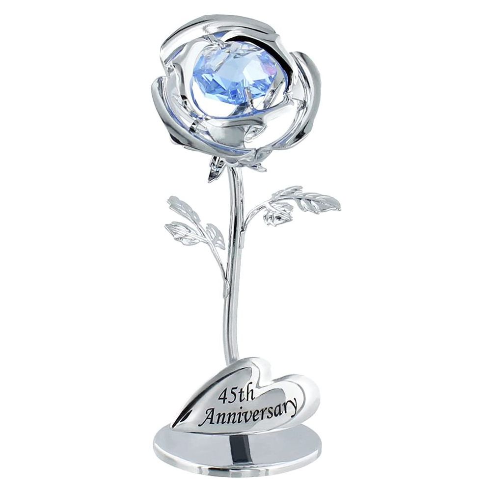 Modern "45th Anniversary" Silver Plated Flower with Blue
