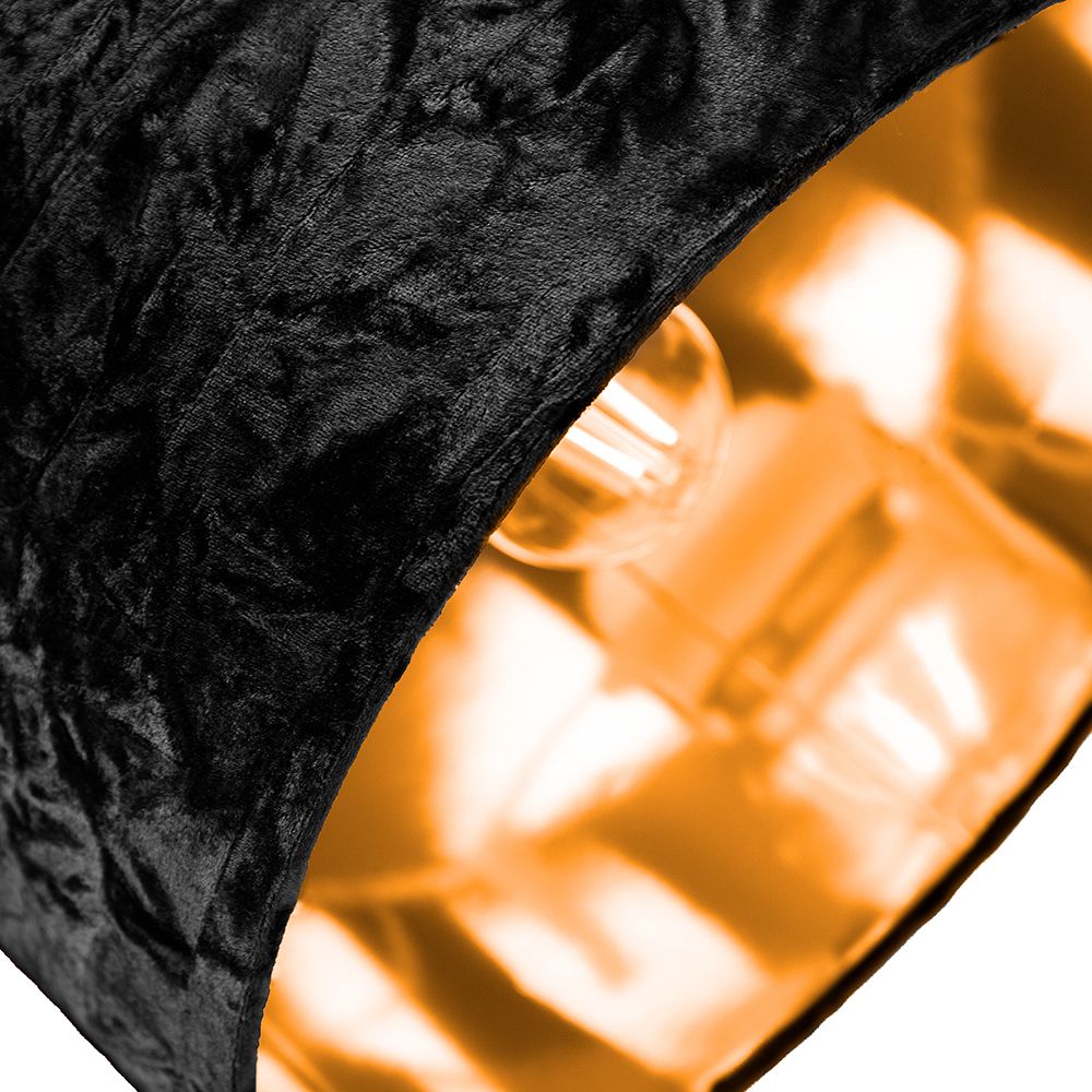 Modern Black Crushed Velvet 12" Table/Pendant Lamp Shade with Shiny
