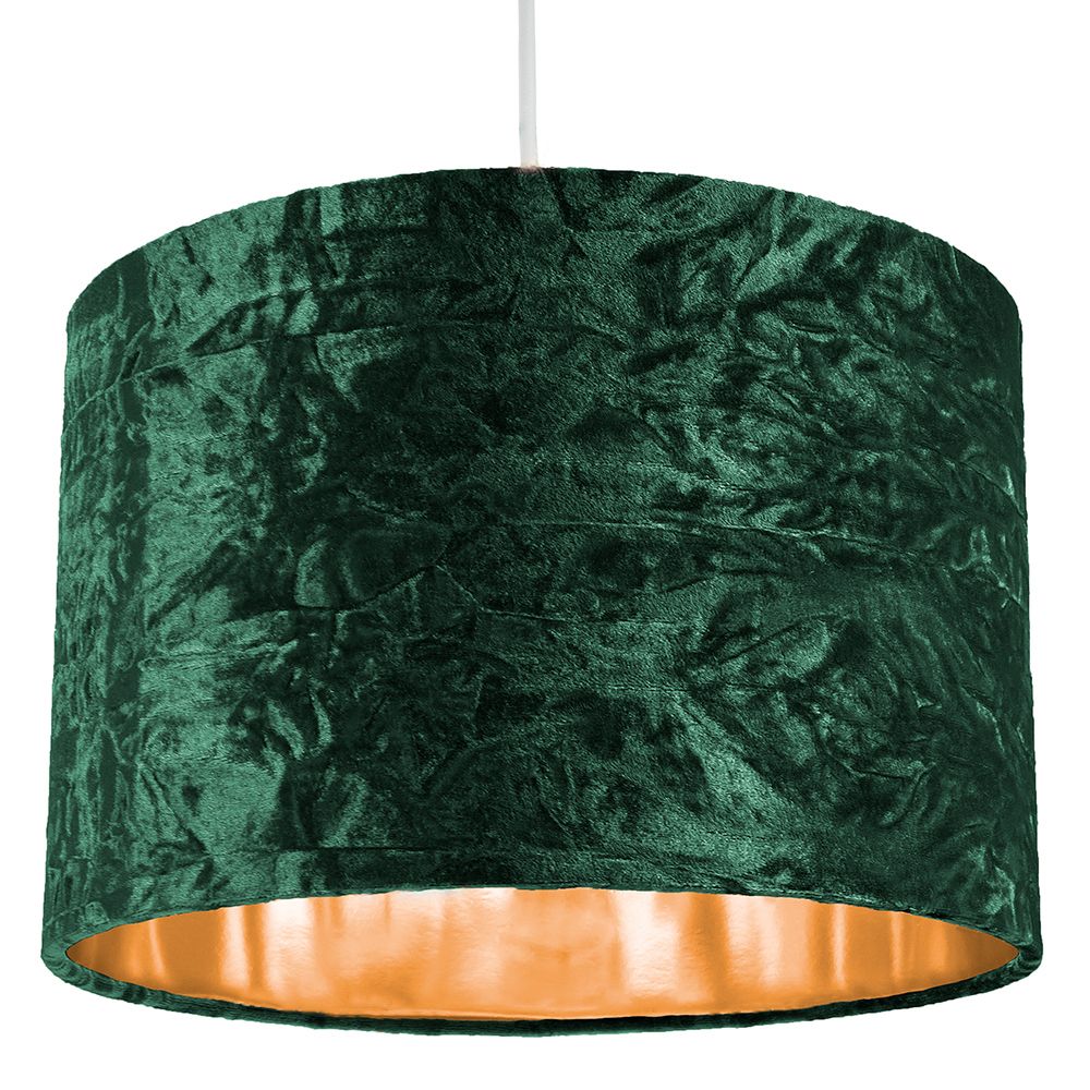 Modern Green Crushed Velvet 12" Table/Pendant Lamp Shade with Shiny