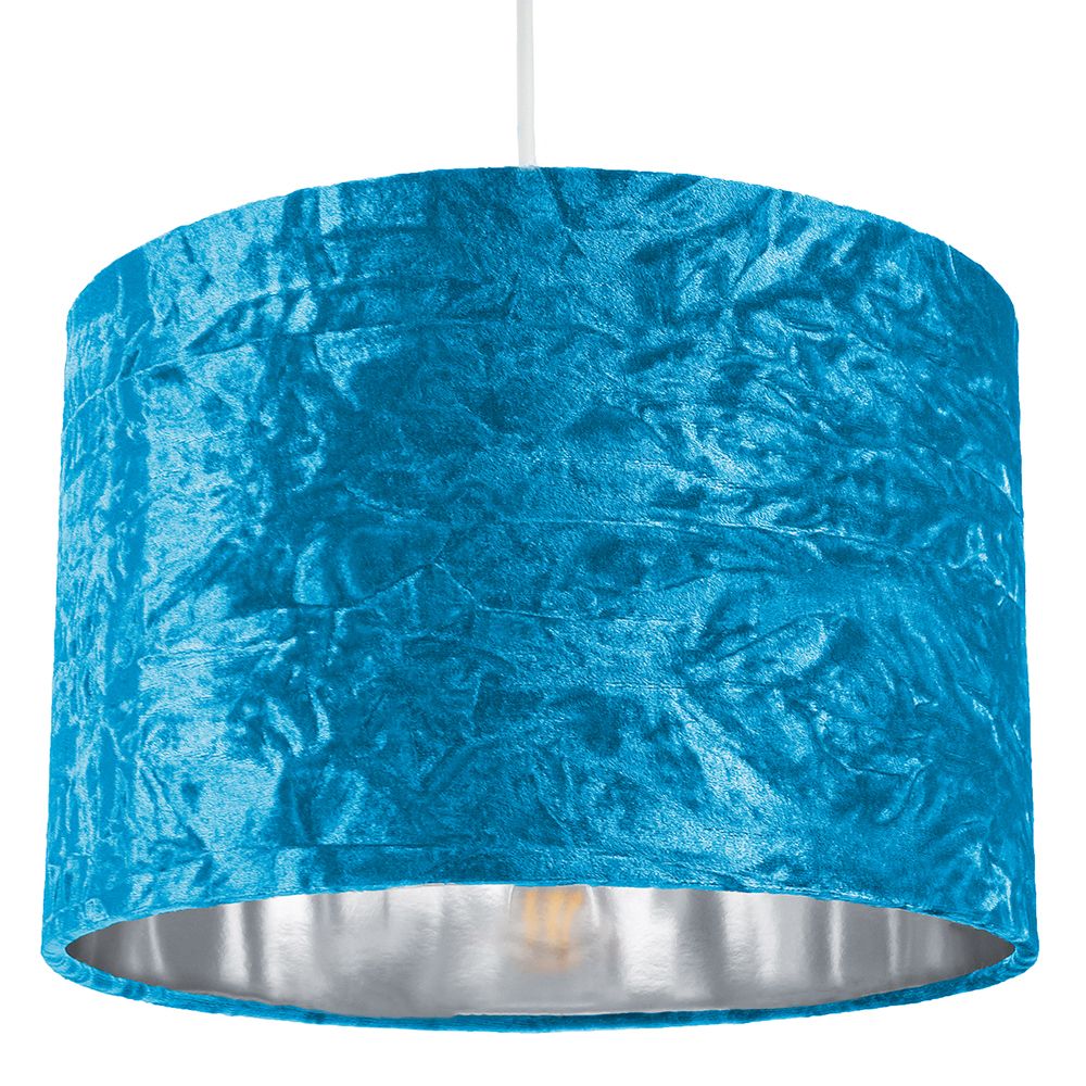 Modern Teal Crushed Velvet 12 Table, Large Teal Table Lamp Shade