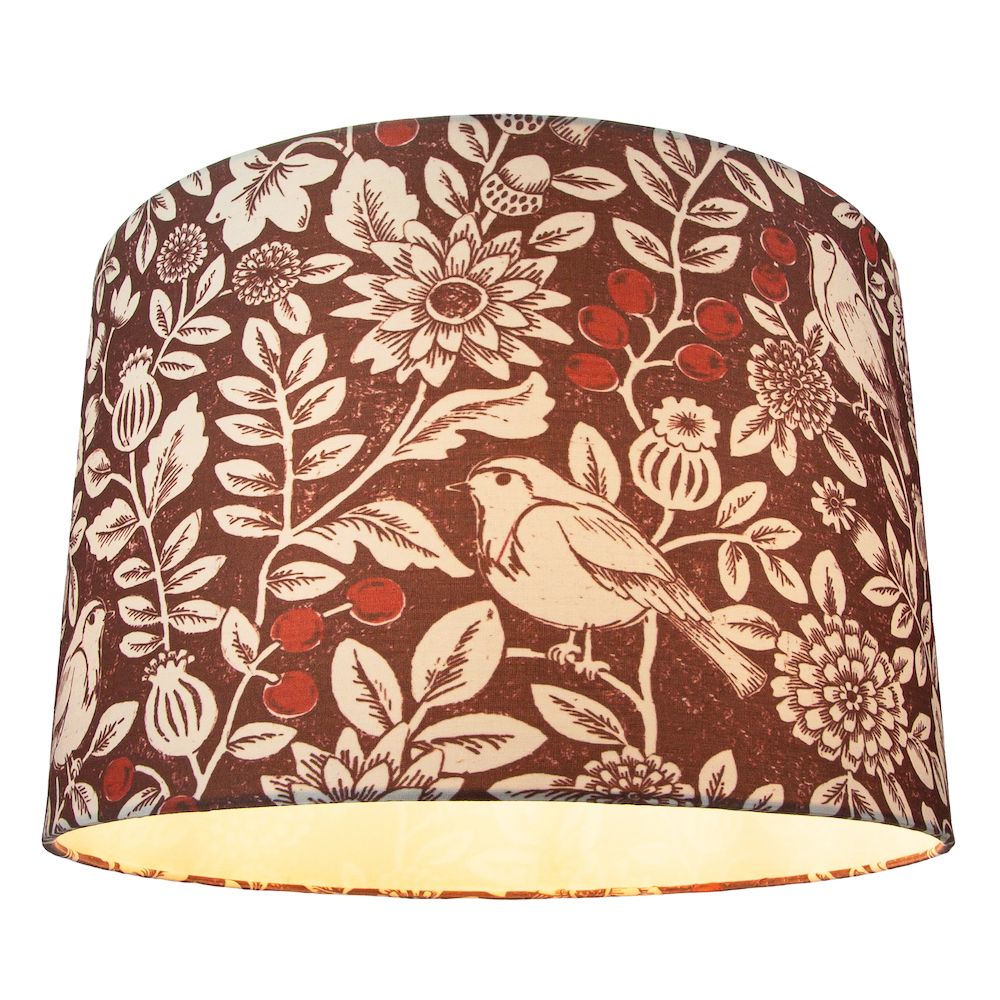 Autumnal Themed Burgundy 12" Lamp Shade with Floral Decoration and