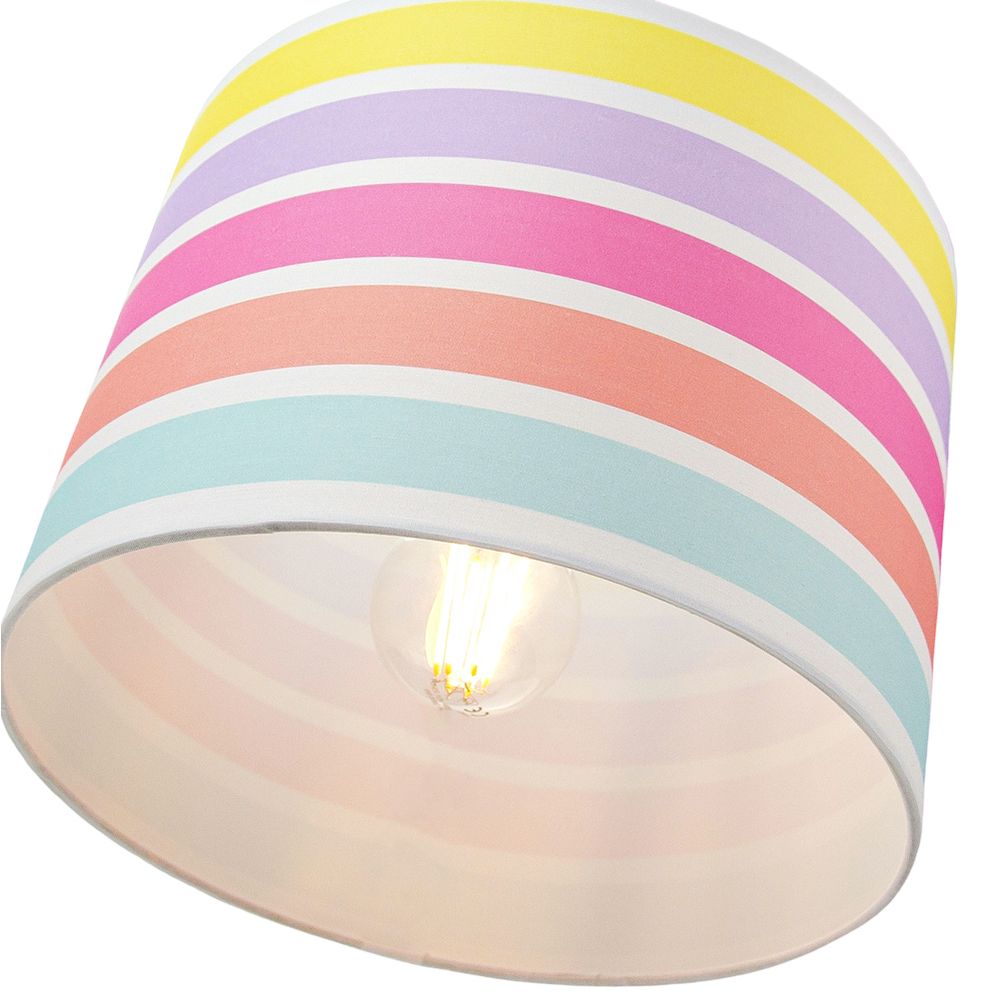Modern and Cute Multi Coloured Rainbow Stripe Cotton Fabric Lamp Shade 10 for Table Lamp or Pendant Light by Happy Homewares
