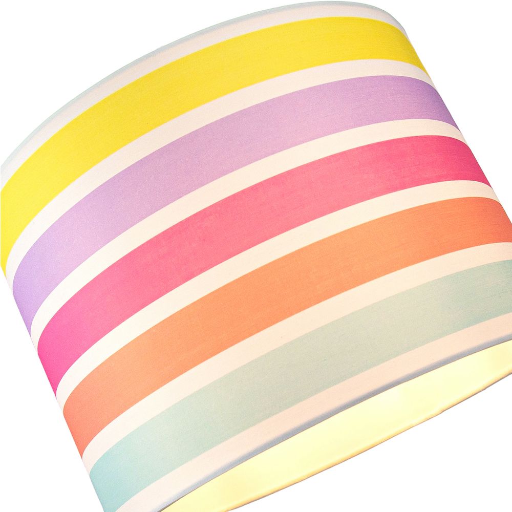 Modern and Cute Multi Coloured Rainbow Stripe Cotton Fabric Lamp Shade 10 for Table Lamp or Pendant Light by Happy Homewares