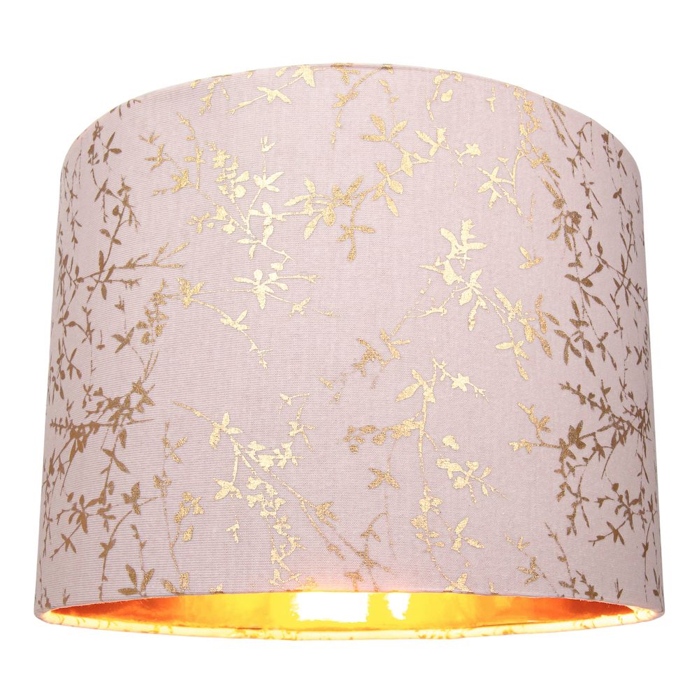 Modern Soft Pink Cotton Fabric 10" Lamp Shade with Gold Foil Floral