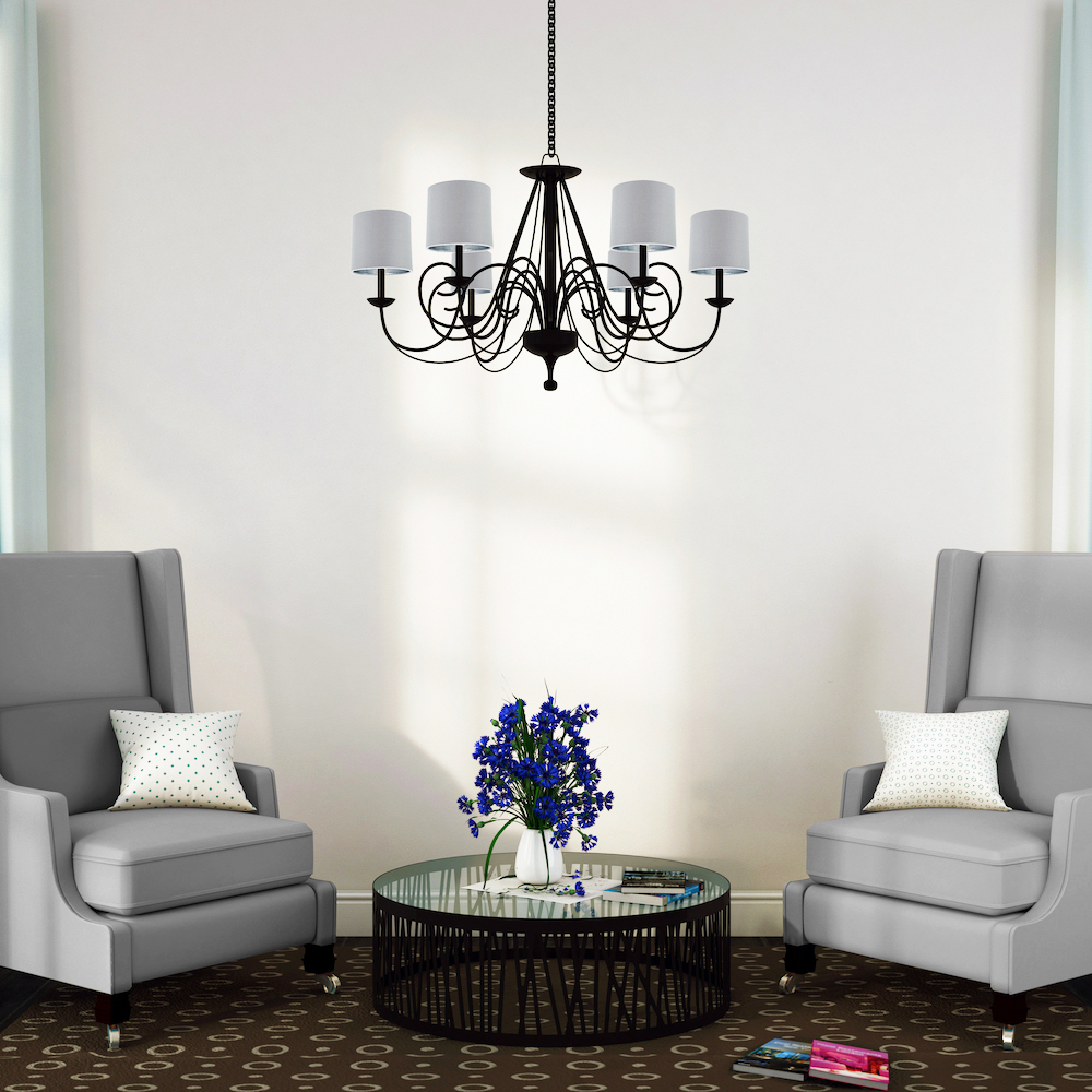 Contemporary Grey Cotton 6" ClipOn Candle Lamp Shade with Shiny Silver