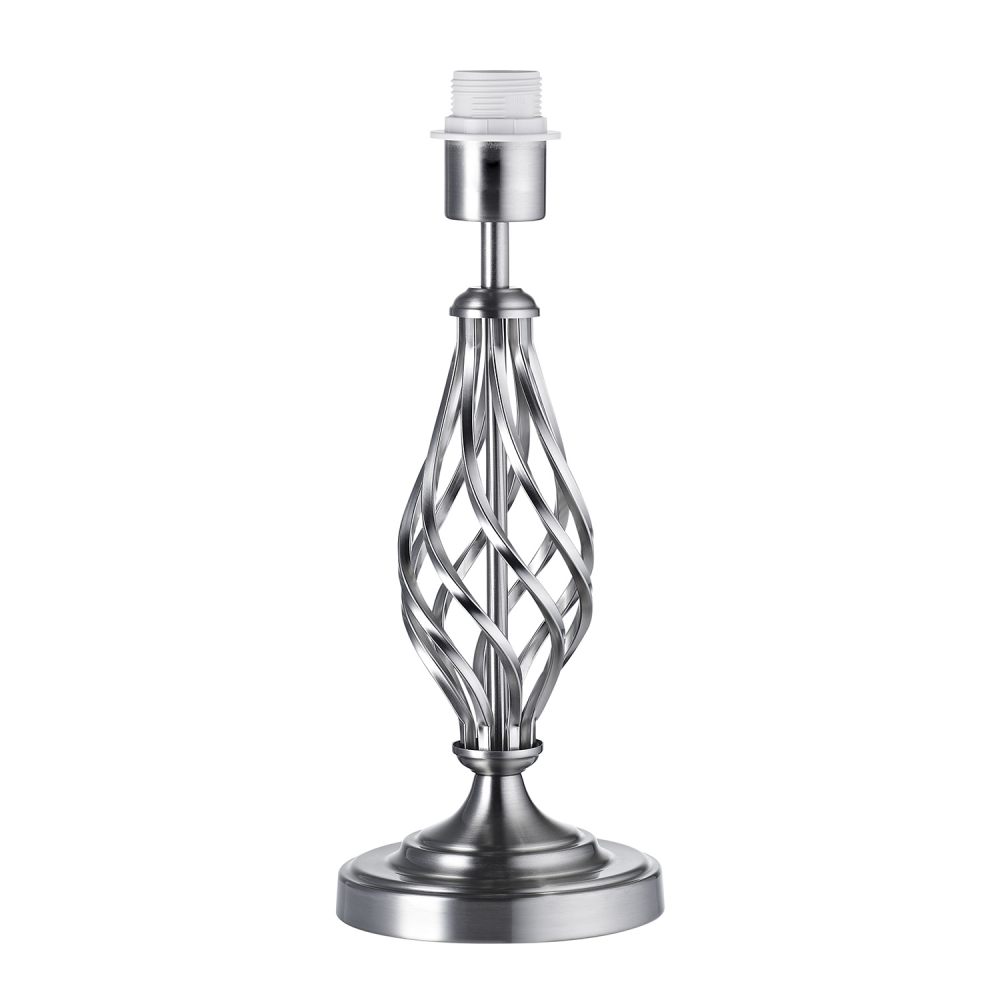 Traditional Brushed Satin Nickel Table Lamp Base with Twist Metal Stem