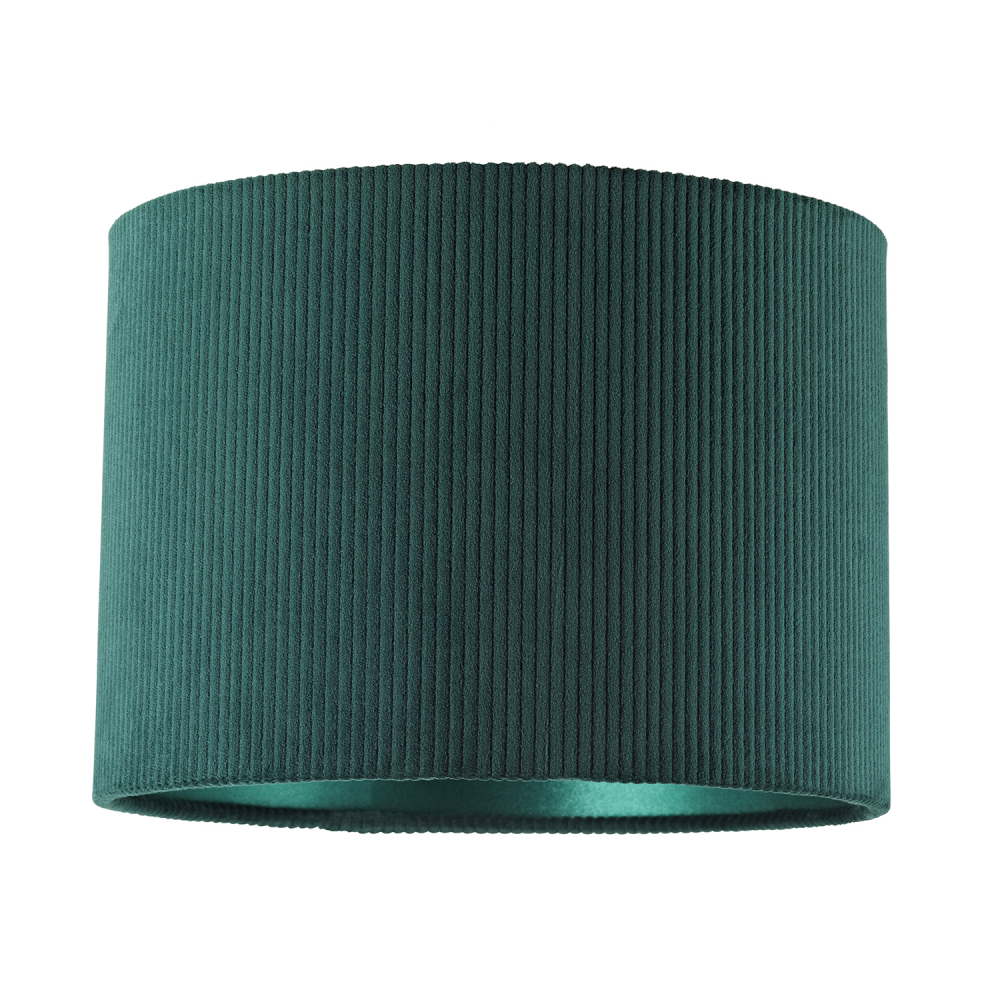 Dark Forest Green Corduroy Fabric 10' Lamp Shade with Inner Emerald