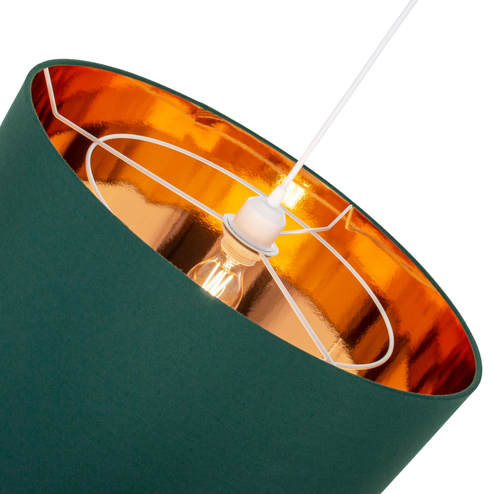 Contemporary Green Cotton 20" Floor/Pendant Lamp Shade with Shiny Copper Inner Happy Homewares
