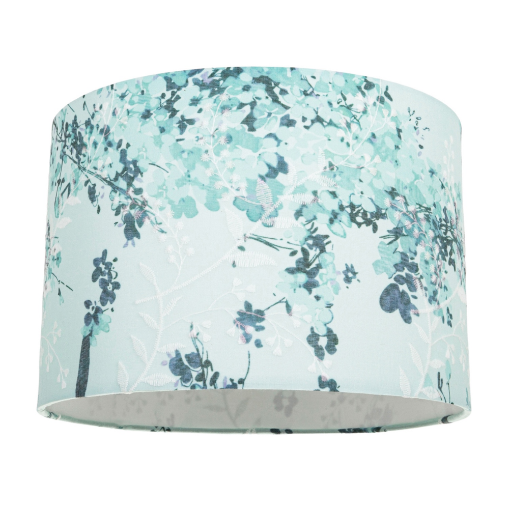 Modern Classic Duck Egg and Emerald Green Floral Fabric Shade with ...