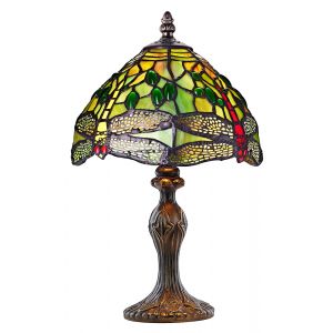 Hand Crafted Green Stained Glass Dragonfly Tiffany Lamp