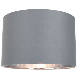 Contemporary Grey Cotton 14" Table/Pendant Lamp Shade with Shiny Silver Inner