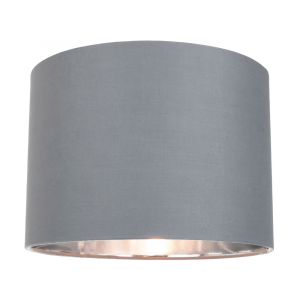 Contemporary Grey Cotton 12" Table/Pendant Lamp Shade with Shiny Silver Inner