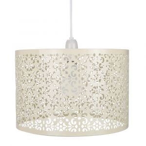 Marrakech Designed Cream Metal Pendant Light Shade with Floral Decoration