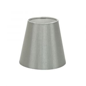 Traditionally Designed Small 6" Clip Lamp Drum Shade in Grey Faux Silk Fabric