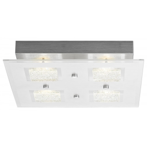 Modern Chrome Square LED Bathroom Light with Clear/Frosted Glass Plate