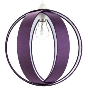 Modern Purple Faux Silk Fabric Cocoon Globe Design Ceiling Pendant Light Shade