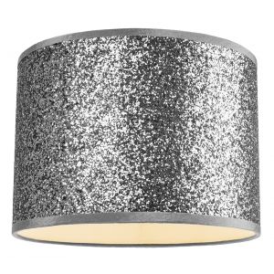 Modern and Designer Bright Silver Glitter Fabric Pendant/Lamp Shade 30cm Wide