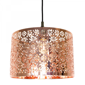 Marrakech Designed Shiny Copper Metal Pendant Light Shade with Floral Decoration