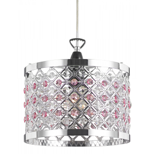 Modern Sparkly Ceiling Pendant Light Shade with Clear and Pink Beads