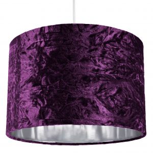 Modern Purple Crushed Velvet 12" Table/Pendant Lampshade with Shiny Silver Inner