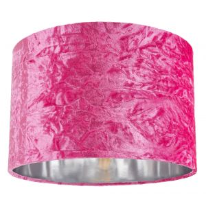 Modern Pink Crushed Velvet 12" Table/Pendant Lamp Shade with Shiny Silver Inner