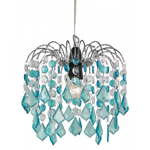 Teal Acrylic Easy Fit Pendant Light Shade with Chrome Metal Frame