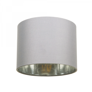 Modern Grey Cotton Fabric Small 8" Drum Lamp Shade with Shiny Silver Inner