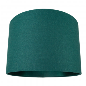 Modern 10 Inch Forest Green Linen Fabric Drum Lamp Shade with Emerald Lining