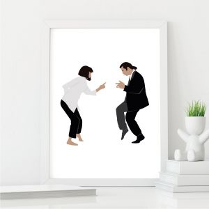 Pulp Fiction Inspired Dancing Wall Art Print | A3 White Wood Grain Effect Frame