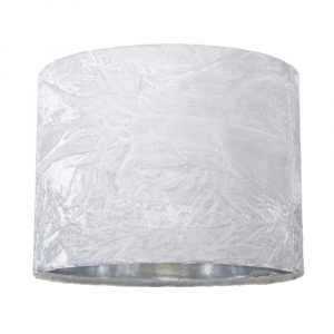 Modern White Crushed Velvet 8" Table/Pendant Lampshade with Shiny Silver Inner