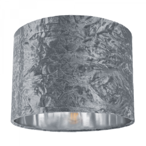 Modern Silver Crushed Velvet 10" Table/Pendant Lampshade with Shiny Silver Inner