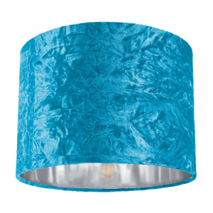 Modern Teal Crushed Velvet 10" Table/Pendant Lampshade with Shiny Silver Inner