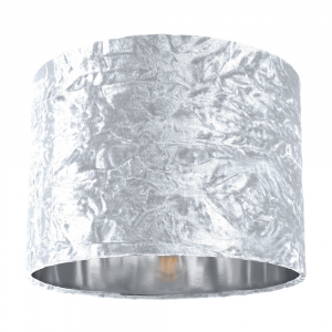 Modern White Crushed Velvet 10" Table/Pendant Lampshade with Shiny Silver Inner