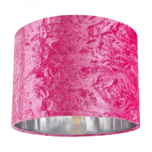 Modern Pink Crushed Velvet 10" Table/Pendant Lampshade with Shiny Silver Inner